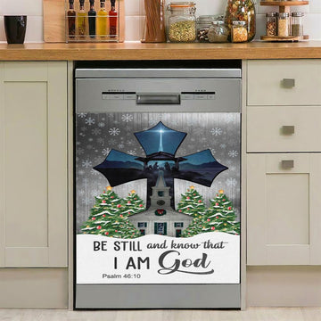 Be Still And Know That I Am God Psalm 4610 Christian Christmas Dishwasher Cover, Bible Verse Dishwasher Magnet Cover, Scripture Kitchen Decor