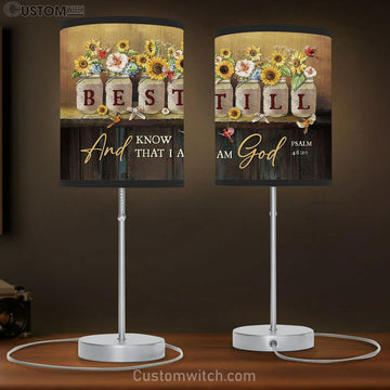 Be Still And Know That I Am God Sunflower Jars Red Cardinal Table Lamp Gift - Bible Verse Table Lamp - Religious Bedroom Decor