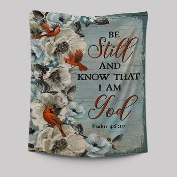 Be Still And Know That I Am God White Jasmine Pretty Cardinal Tapestry Art - Bible Verse Wall Art - Christian Inspirational Wall Decor
