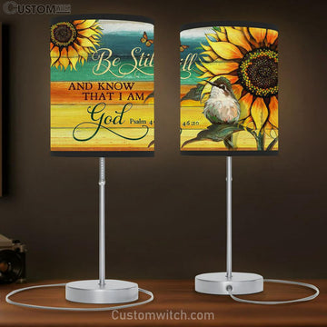 Be Still I Am God Baby Hummingbird Giant Sunflower Table Lamp Gift - Bible Verse Table Lamp - Religious Bedroom Decor