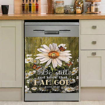 Be Still &amp; Know That I Am God Gorgeous Daisy Dishwasher Cover, Christian Dishwasher Magnet Cover, Religious Home Decor