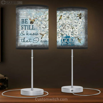 Be Still &amp; Know That I Am God Hummingbird White Flowers Table Lamp Gift - Bible Verse Table Lamp - Religious Bedroom Decor