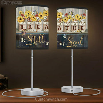 Be Still My Soul Table Lamp Gift - Hummingbirds Sunflowers - Christian Bedroom Decor