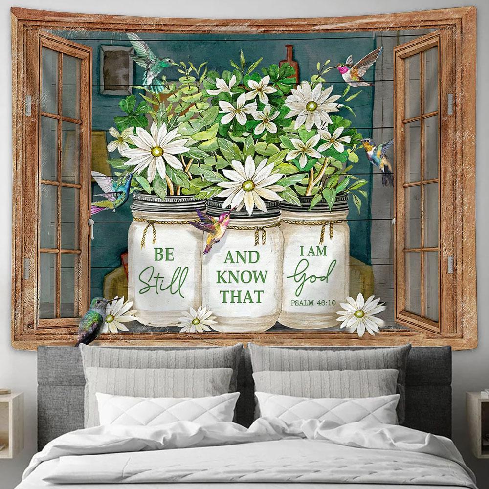 Be Still and Know That I Am God Tapestry Wall Art - Psalm 46 10 - Christian Wall Tapestry - Scripture Tapestry Prints