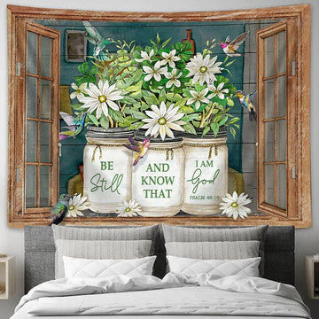 Be Still and Know That I Am God Tapestry Wall Art - Psalm 46 10 - Christian Wall Tapestry - Scripture Tapestry Prints