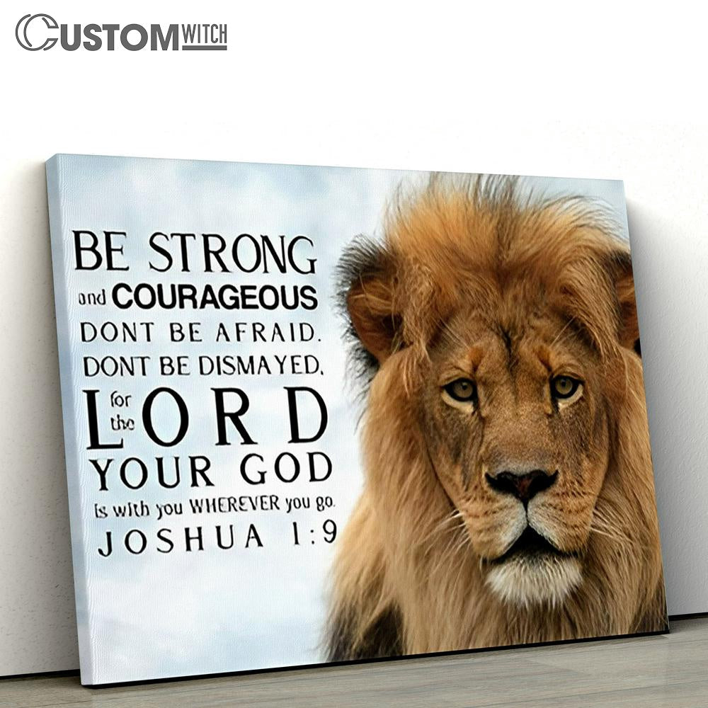 Be Strong And Courageous The Lion Lamb Cross Canvas Art - Lion Canvas Wall Decor