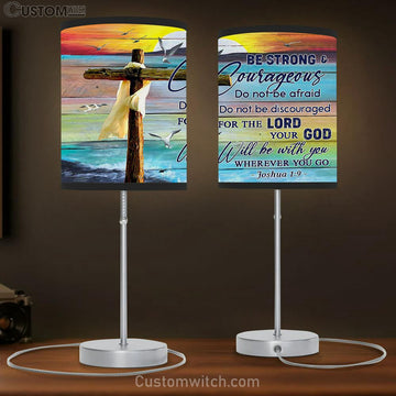 Be Strong &amp; Courageous Joshua 1 9 Table Lamp Gift - Christian Wall Table Lamp - Scripture Table Lamp Prints