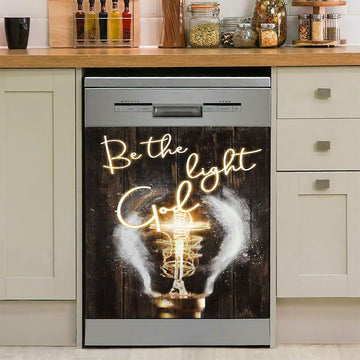 Be The Light God Light Bulb Jesus Dishwasher Cover, Bible Verse Dishwasher Magnet Cover, Christian Inspirational Kitchen Decor