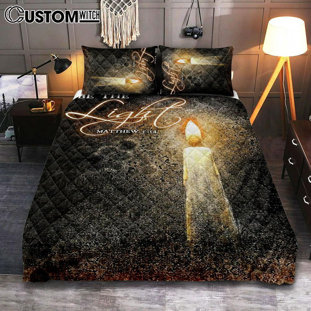 Be The Light Jesus Candle Quilt Bedding Set Bedroom - Christian Bedroom Decor - Religious Quilt Bedding Set Prints