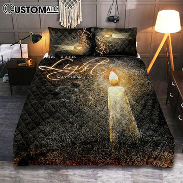 Be The Light Jesus Candle Quilt Bedding Set Bedroom - Christian Bedroom Decor - Religious Quilt Bedding Set Prints