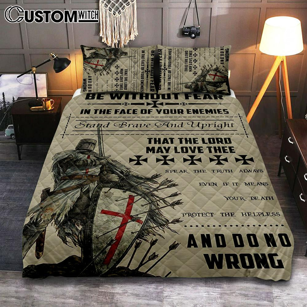 Be Without Fear Warrior Quilt Bedding Set Bedroom - Christian Cover Twin Bedding Quilt Bedding Set - Religious Quilt Bedding Set Prints