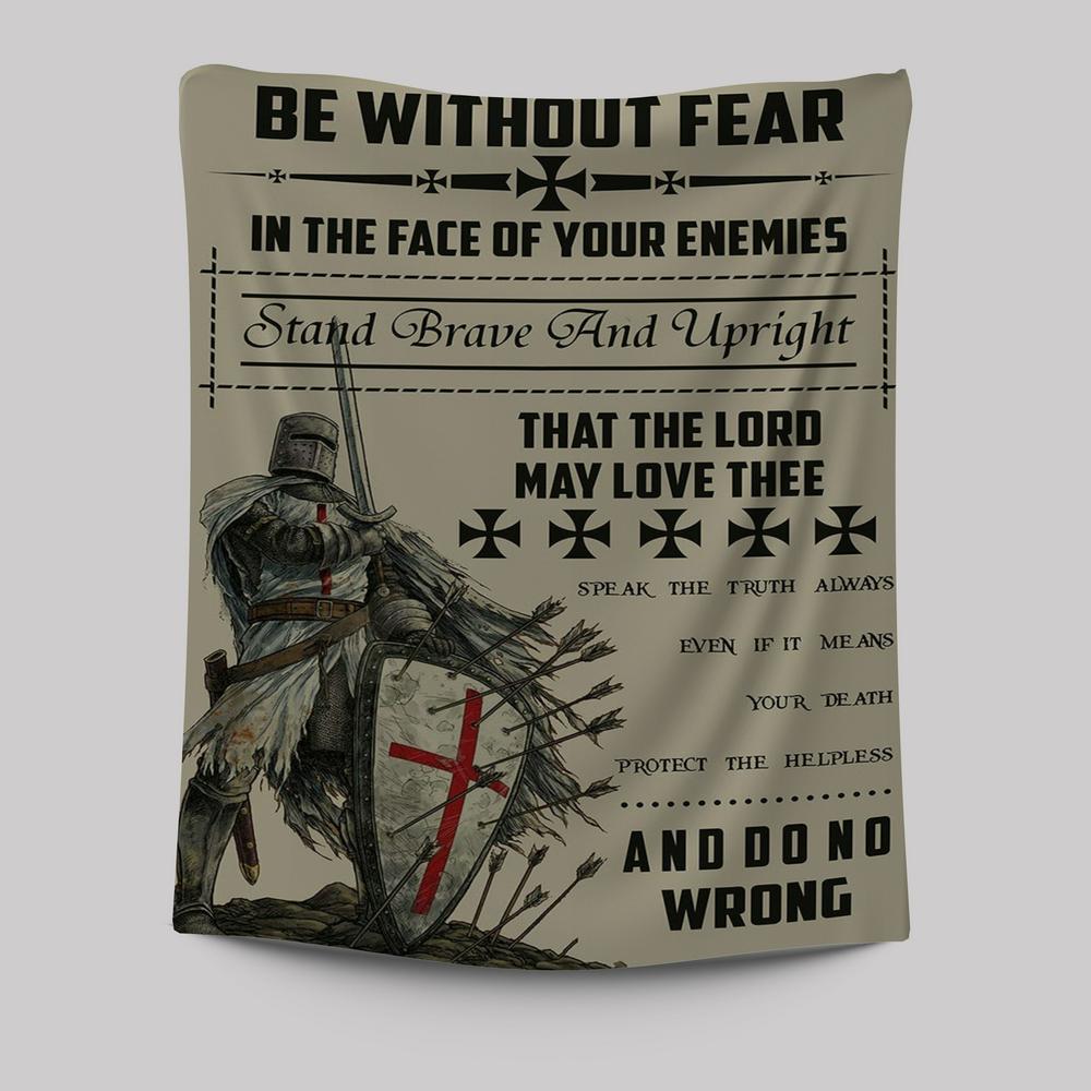 Be Without Fear Warrior Tapestry Wall Art - Christian Wall Tapestry - Religious Tapestries Wall Hanging Prints