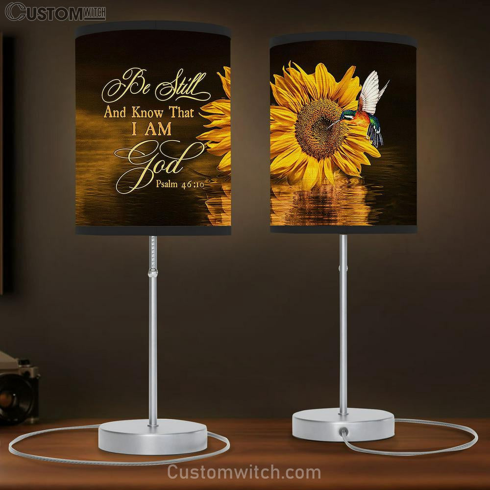 Be still and know that I am God Brilliant sunflower hummingbird Table Lamp Gift - Bible Verse Table Lamp - Religious Bedroom Decor