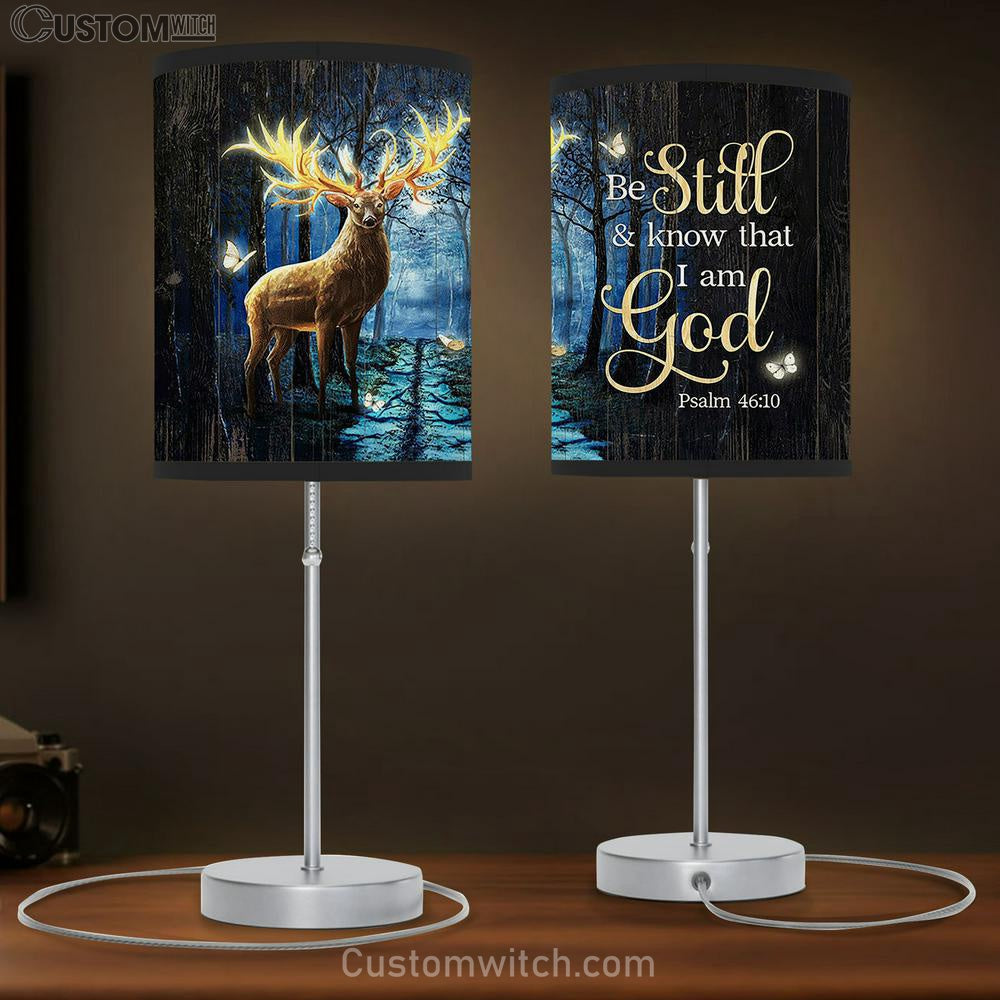 Be still and know that I am God Deer Table Lamp Gift - Bible Verse Table Lamp - Religious Bedroom Decor