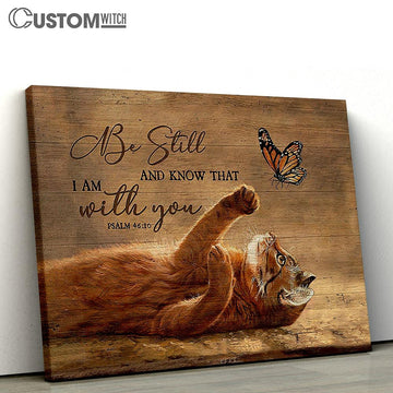 Be still and know that I am with you Brown cat Canvas Wall Art - Bible Verse Canvas - Religious Prints