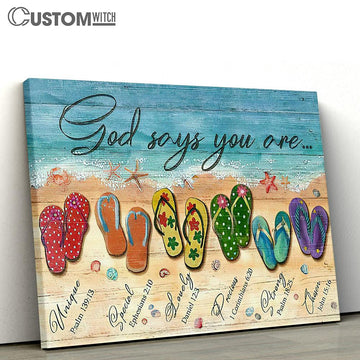 Beach Sandals God Says You Are Canvas Wall Art - Bible Verse Canvas - Religious Prints