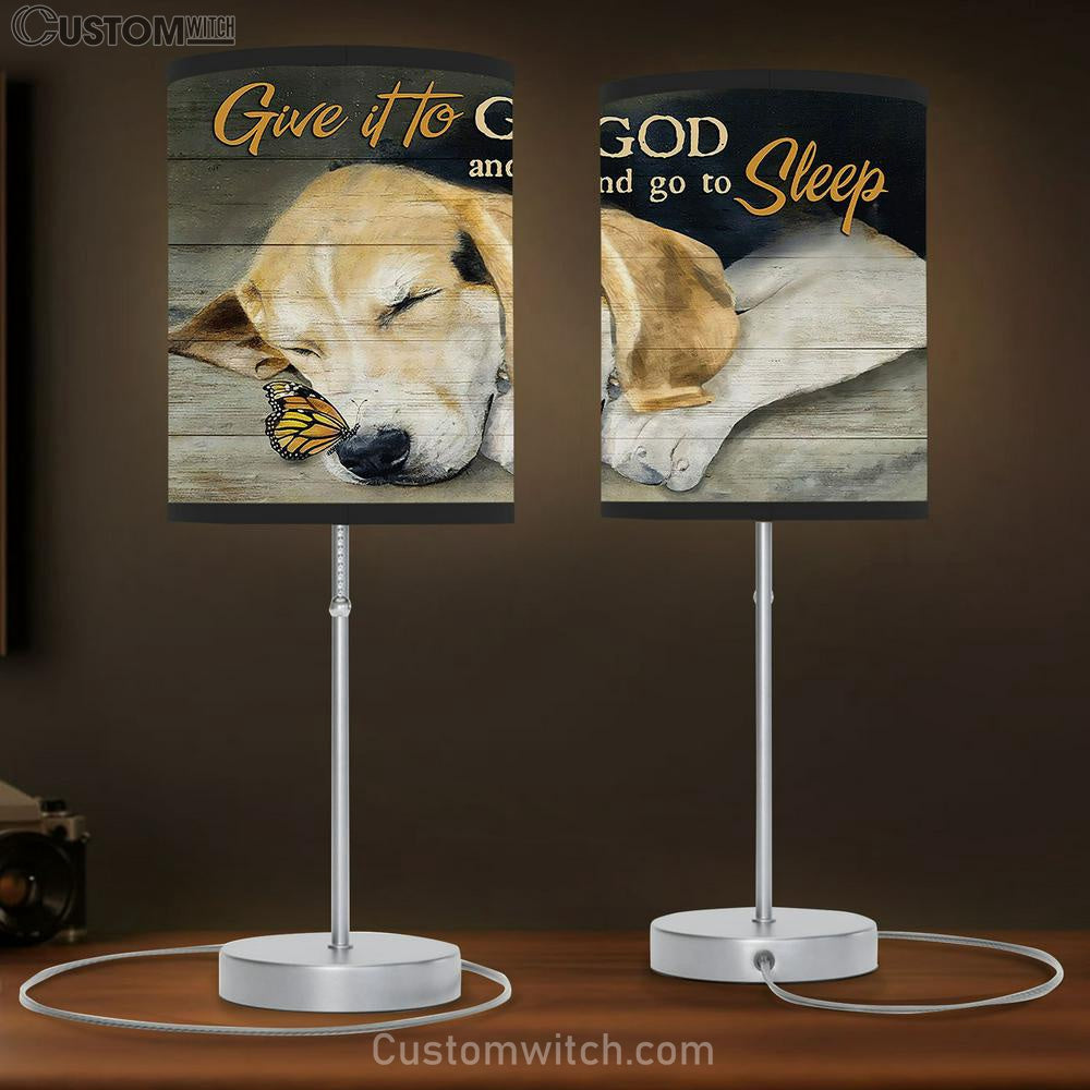 Beagle Monarch butterfly Give it to God and go to sleep Table Lamp Gift - Bible Verse Table Lamp - Religious Bedroom Decor