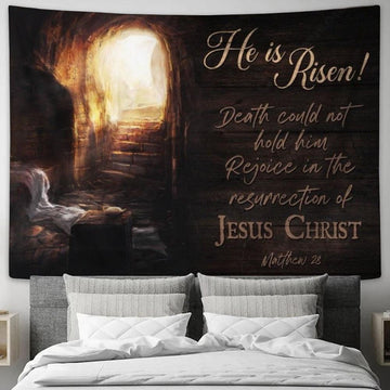 Beautiful Cave Jesus Christ He Is Risen Tapestry, Tapestries for Living Room Bedroom
