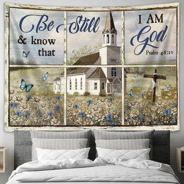 Beautiful Church, Daisy Garden, Old Ruggred Cross, Be Still And Know That I Am God Tapestry, Tapestries for Living Room Bedroom