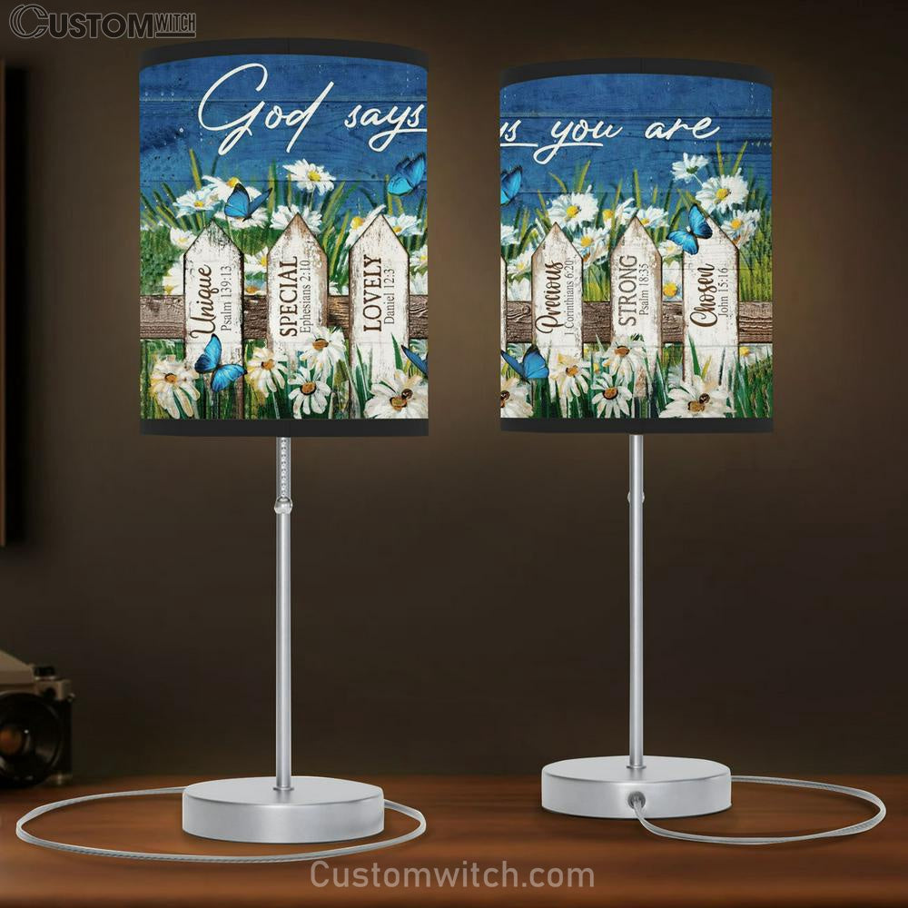 Beautiful Daisy Garden - God Says You Are - Jesus Landscape Table Lamp