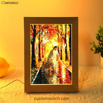 Beautiful Dove Jesus Walking In Forest Frame Lamp Art - Bible Verse Art - Christian Inspirational Decor