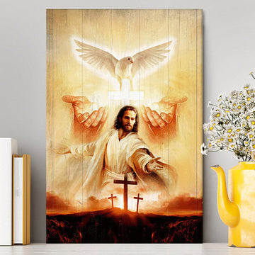 Beautiful Dove Pray For Healing Jesus&#39;s Hand Cross Symbol Canvas Wall Art - Bible Verse Canvas Art - Inspirational Art - Christian Home Decor