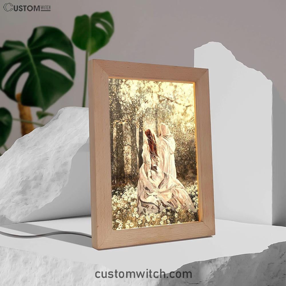 Beautiful Girl Walking With God Says You Are Frame Lamp Art - Christian Night Light - Bible Verse Wooden Lamp