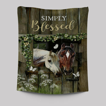Beautiful Horse Simply Blessed Tapestry Wall Art - Bible Verse Tapestry Art - Inspirational Art -  Christian Indoor Wall Tapestries