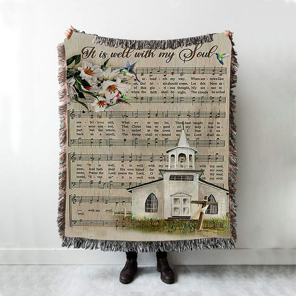 Beautiful Lily It Is Well With My Soul Woven Blanket Art - Bible Verse Throw Blanket - Christian Inspirational Boho Blanket