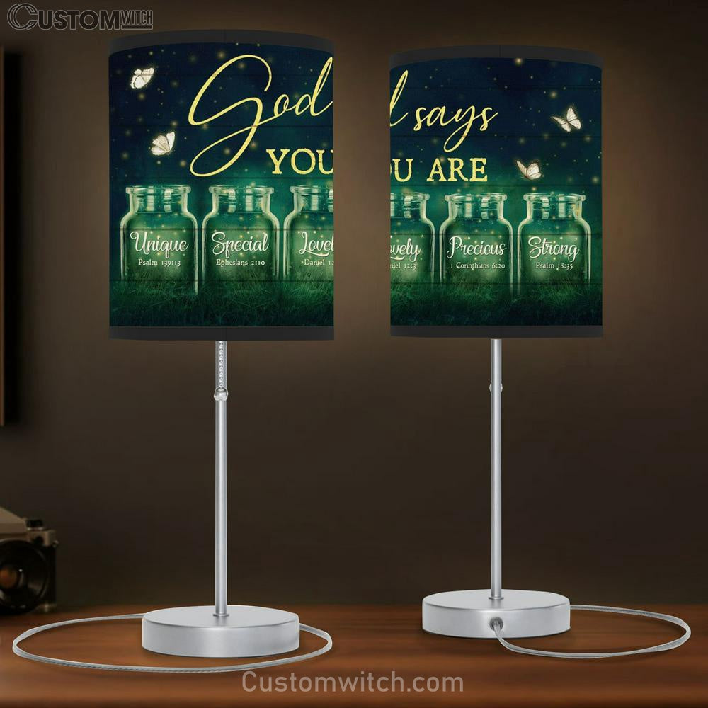 Beautiful Night Firefly Drawing Pretty Butterfly God Says You Are Table Lamp