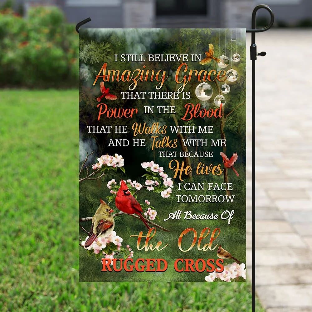 Because He Lives Jesus Cardinal House Flags, Christian Flag, Scripture Flag, Garden Banner