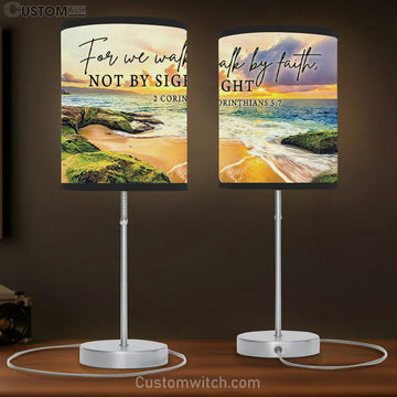 Bible Verse Lamp Gift 2 Corinthians 57 We Walk By Faith Not By Sight Table Lamp Gift Print - Christian Bedroom Decor