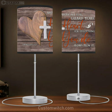 Bible Verse Lamp Gift Above All Else Guard Your Heart Proverbs 423 Table Lamp Art - Christian Bedroom Decor