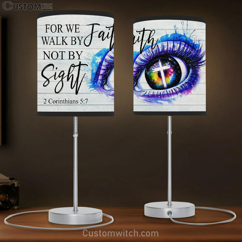 Bible Verse Lamp Gift For We Walk By Faith Not By Sight 2 Corinthians 57 Table Lamp Art - Christian Bedroom Decor