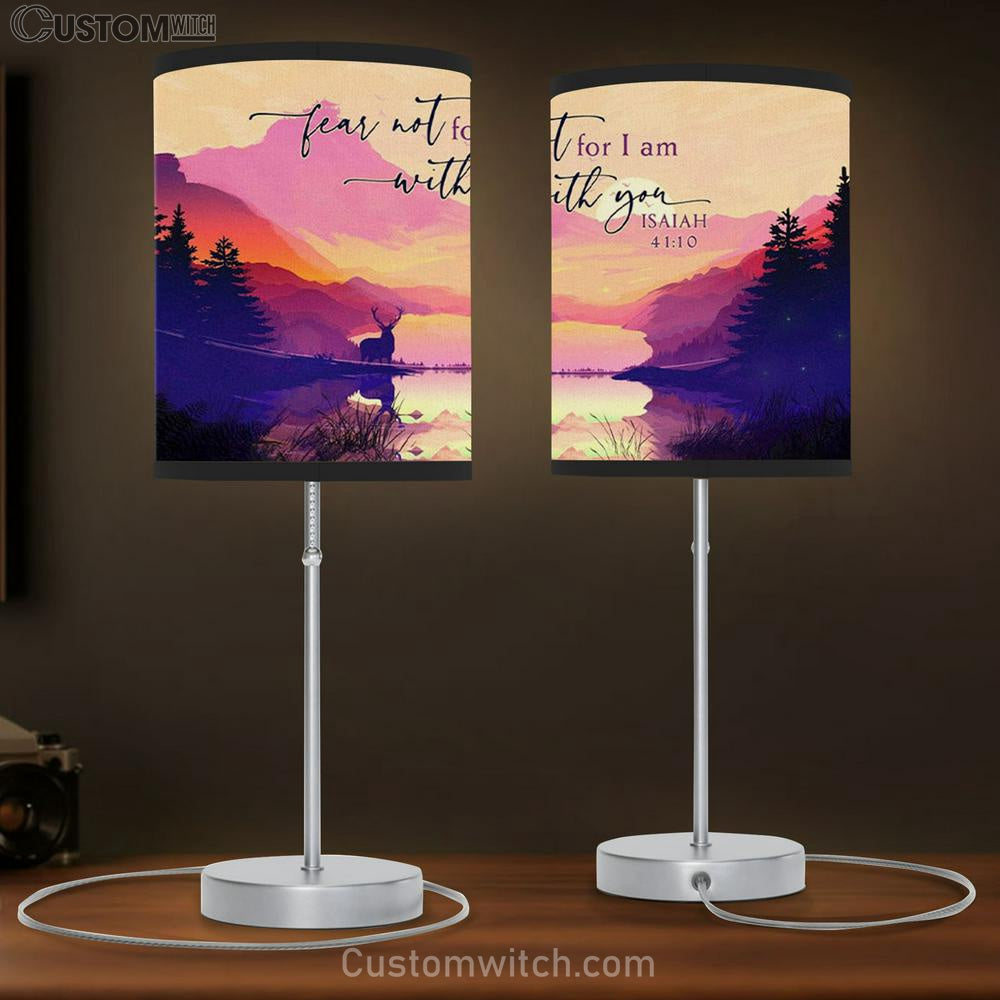 Bible Verse Lamp Gift Isaiah 4110 Fear Not For I Am With You Mountain Table Lamp Gift - Christian Bedroom Decor
