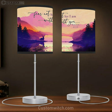 Bible Verse Lamp Gift Isaiah 4110 Fear Not For I Am With You Mountain Table Lamp Gift - Christian Bedroom Decor