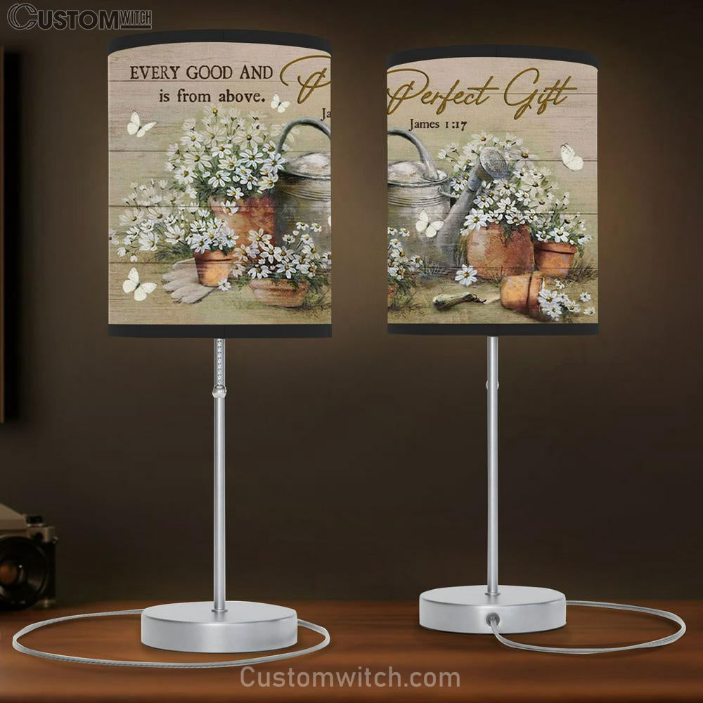 Bible Verse Lamp Gift James 117 Every Good And Perfect Gift Is From Above - Daisy Flower Painting Table Lamp - Christian Bedroom Decor