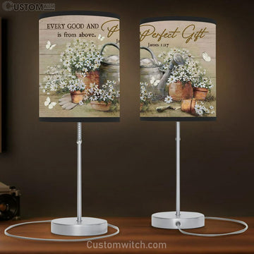 Bible Verse Lamp Gift James 117 Every Good And Perfect Gift Is From Above - Daisy Flower Painting Table Lamp - Christian Bedroom Decor
