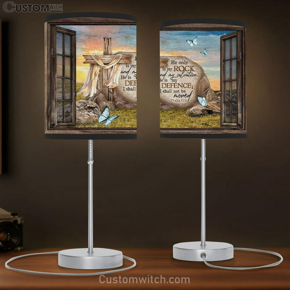 Bible Verse Lamp Gift Psalm 626 Kjv He Only Is My Rock And My Salvation Table Lamp Print - Christian Bedroom Decor