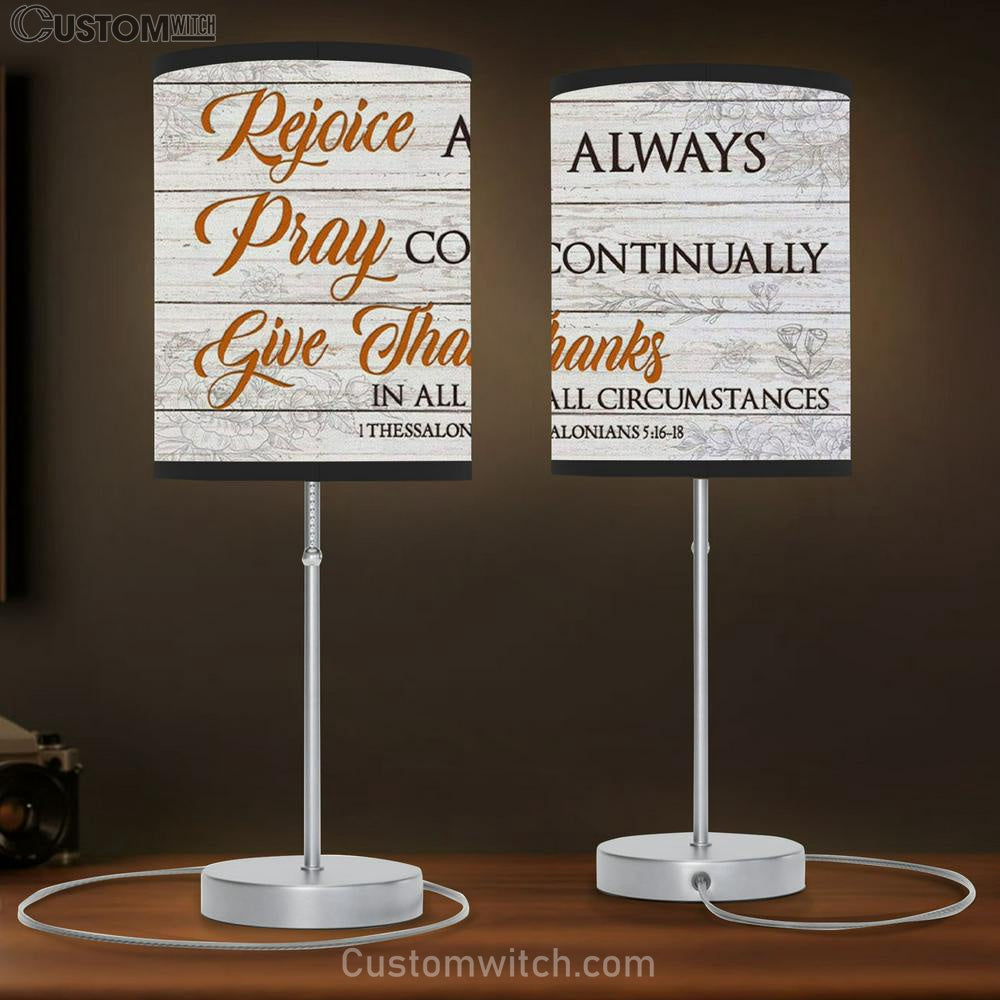 Bible Verse Lamp Gift Rejoice Always Pray Continually Give Thanks Table Lamp Print - Christian Bedroom Decor