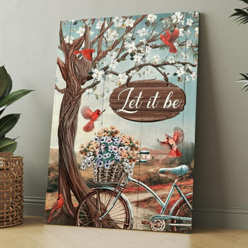 Bicycle Drawing, Flower Basket, Cardinals, Let It Be Canvas, Christmas Gift for Christian