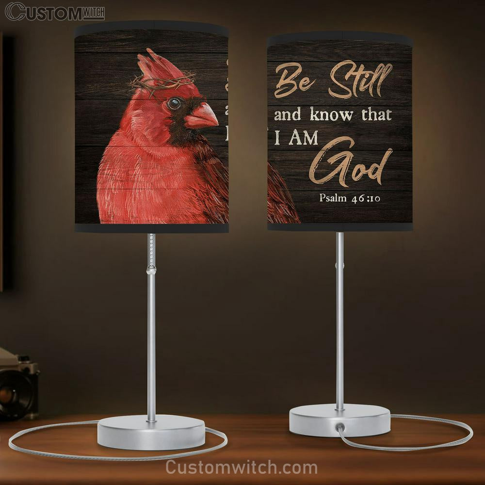 Big Cardinal Psalm 46 10 Be Still And Know That I Am God Lamp Gift Table Lamp - Christian Lamp Gift - Religious Art