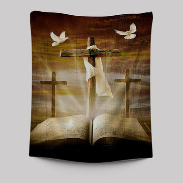Big Cross Amazing Halo Bible White Dove Tapestry Wall Art - Bible Verse Tapestry Art - Inspirational Art -  Christian Indoor Wall Tapestries