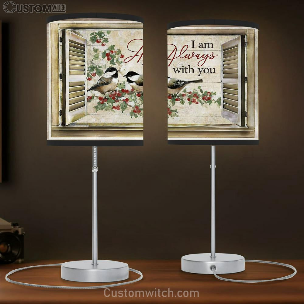 Bird I Am Always With You Large Table Lamp - Christian Lamp Gift - Bible Verse Table Lamp Art