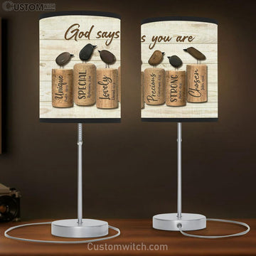 Bird Rock God Says You Are Table Lamp Gift - Bible Verse Table Lamp - Religious Bedroom Decor