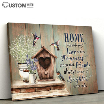 Birdhouse Hummingbird Home Is Where Love Resides Wall Art Canvas - Christian Wall Art - Religious Art