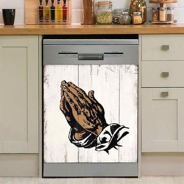 Black African American Hands In Prayer Dishwasher Cover, Christian Dishwasher Magnet Cover