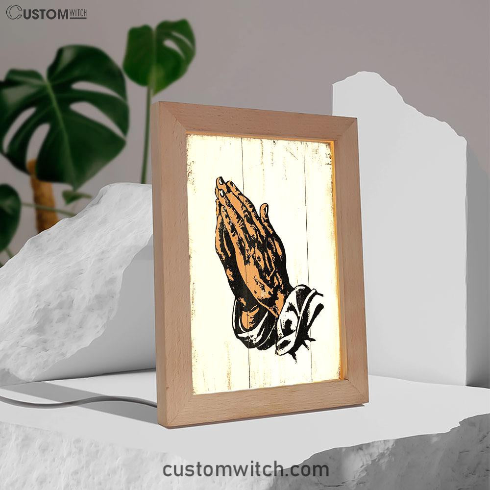 Black African American Hands In Prayer Frame Lamp Art - Christian Night Light Decor