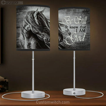 Black And White Horse Be Still And Know That I Am God Lamp Gift Table Lamp - Christian Lamp Gift - Religious Art