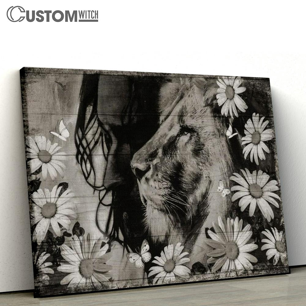 Black And White Painting, Watercolor Lion, Jesus, Stunning Daisy Canvas Poster